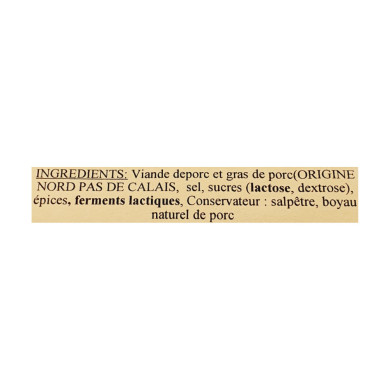 Saucisson sec Nord-Pas-de-Calais "Le Campagnard" 200g | Vente Saucisson sec du Nord-Pas-de-Calais
