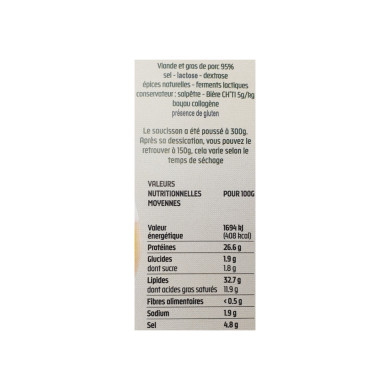 Saucisson sec à la Bière Ch'ti 150g | Vente Saucisson sec du Nord-Pas-de-Calais