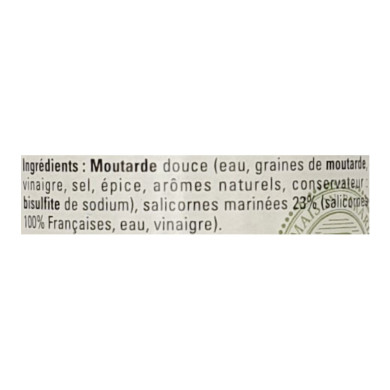 Moutarde aux salicornes marinées Pérard 200g | Vente Produits de la mer du Nord