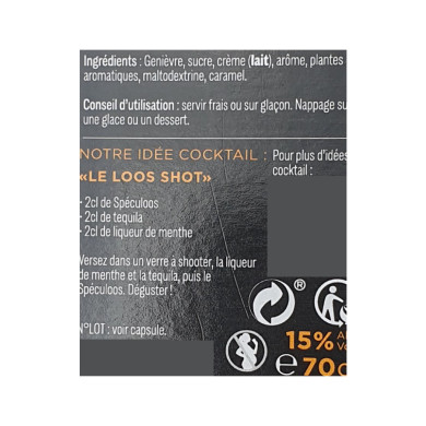 Genièvre de Loos Speculoos 15% 70cl | Vente boisson genièvre Nord