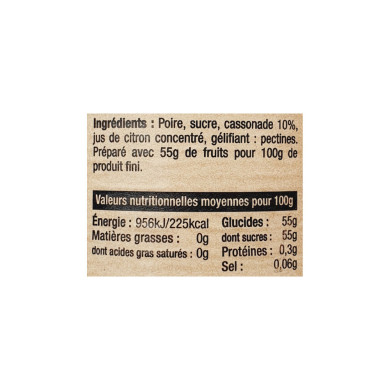 Confiture Poire à la Cassonade 320g | Confiture Artisanale Nord | Confiture fruit