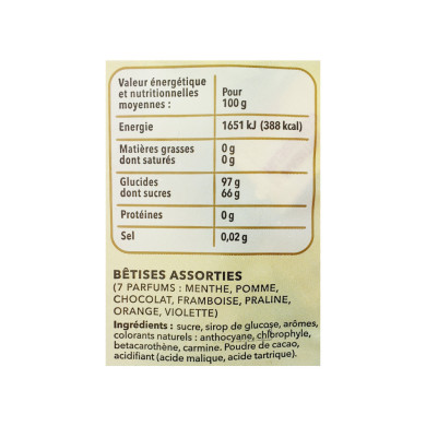 Bêtises de Cambrai aux 7 parfums 150g | Vente Bêtises de Cambrai