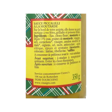 Sauce Piccalilli Ch'ti Crown's 350g | Sauce Hauts-de France