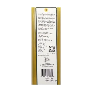 Huile de Tournesol vierge 1ère pression à froid 50cl | Huiles Ch'ti