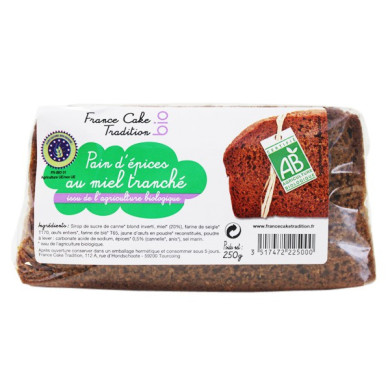Pain d'épices au miel tranché 250g | Vente Pain d'épices Bio Nord