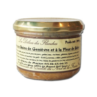 Terrine aux Baies de Genièvre et à la Fleur de Bière 200g | Terrine Nord | Pâté Nord